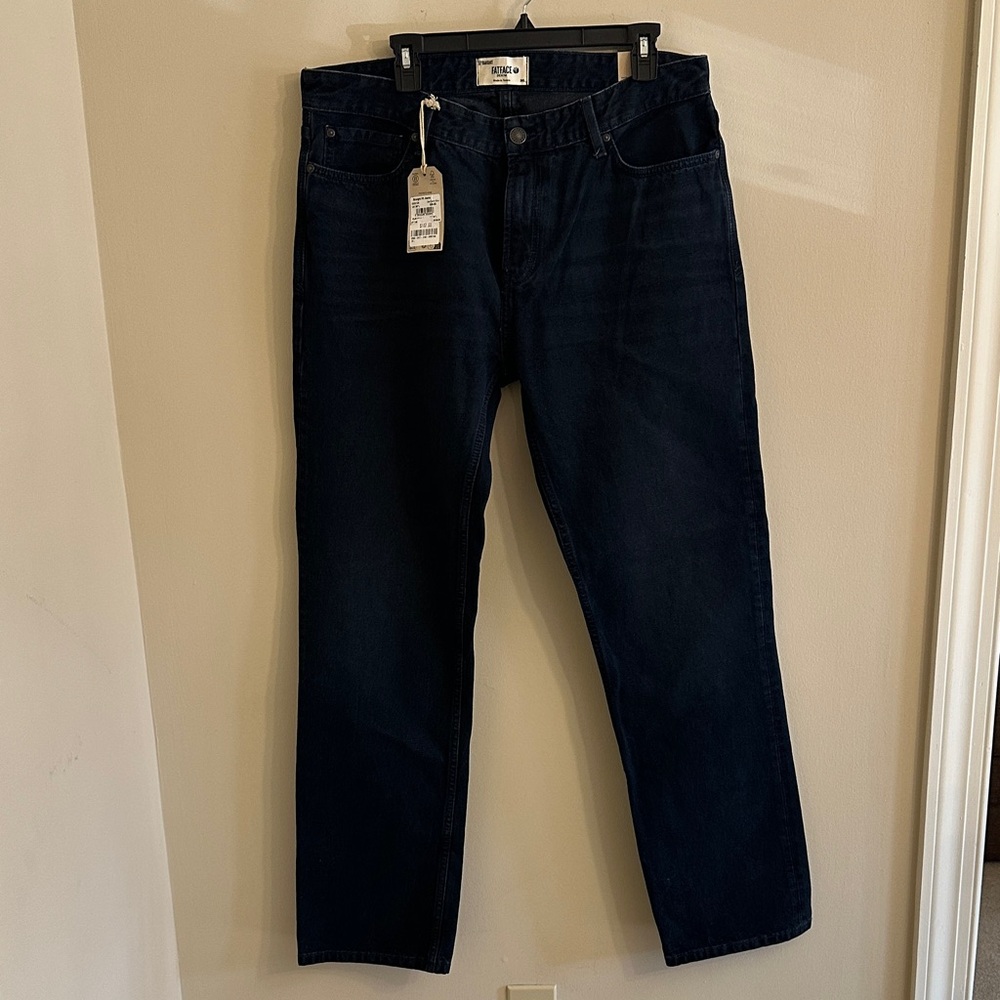 NWT FATFACE 36L Men's Dark Navy Blue Straight-Leg Jeans